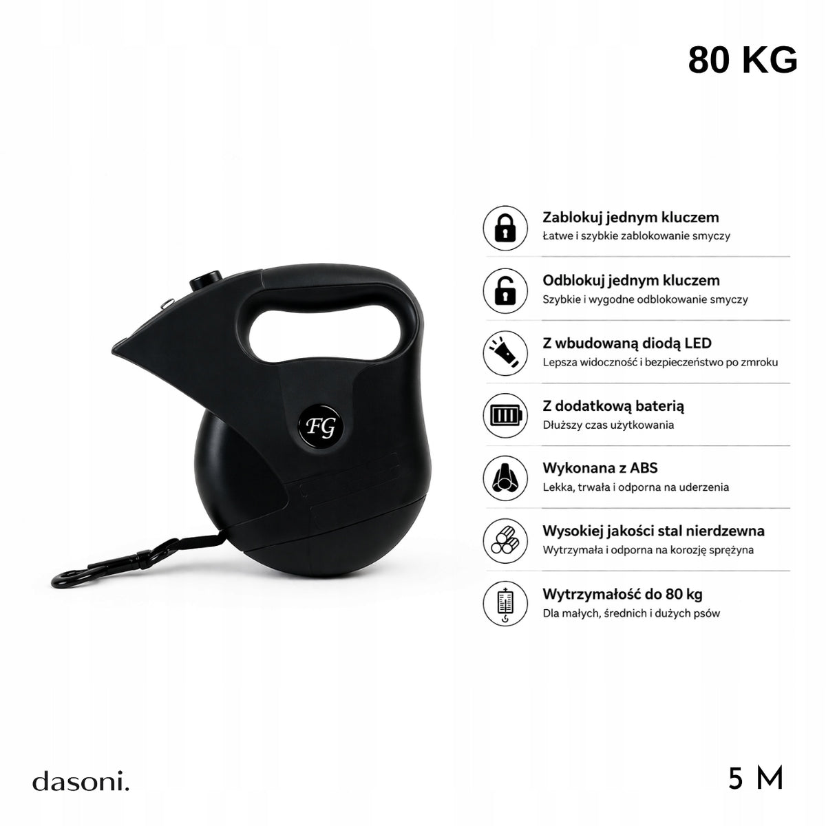 Automatic LED Lanyard 5m To 80kg Strong Tape Battery Flashlight Durable Packaging status original