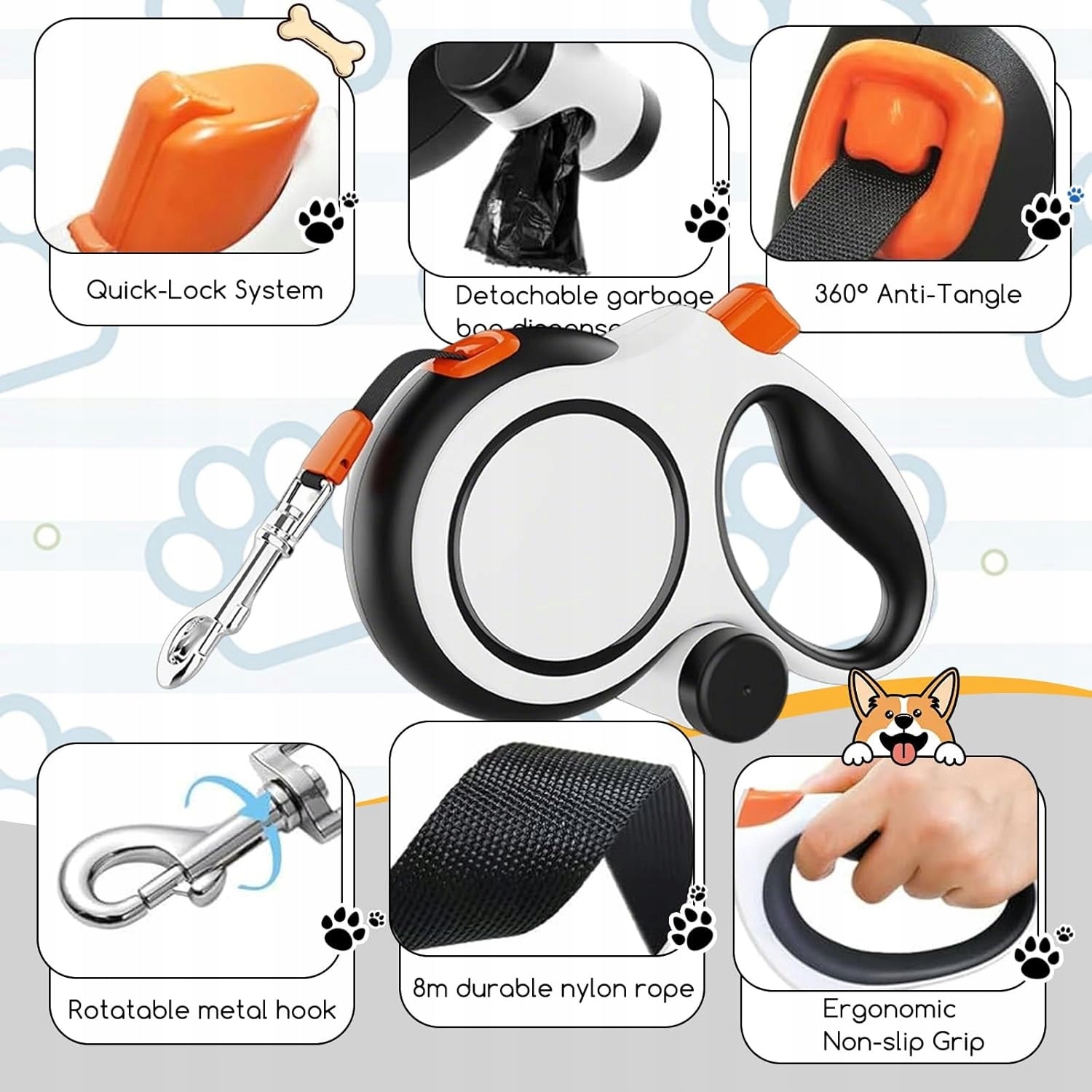 Automatic Lanyard 8m For Medium Large Dogs With Dispenser Lock STRONG Product weight with unit packaging 0.615 kg