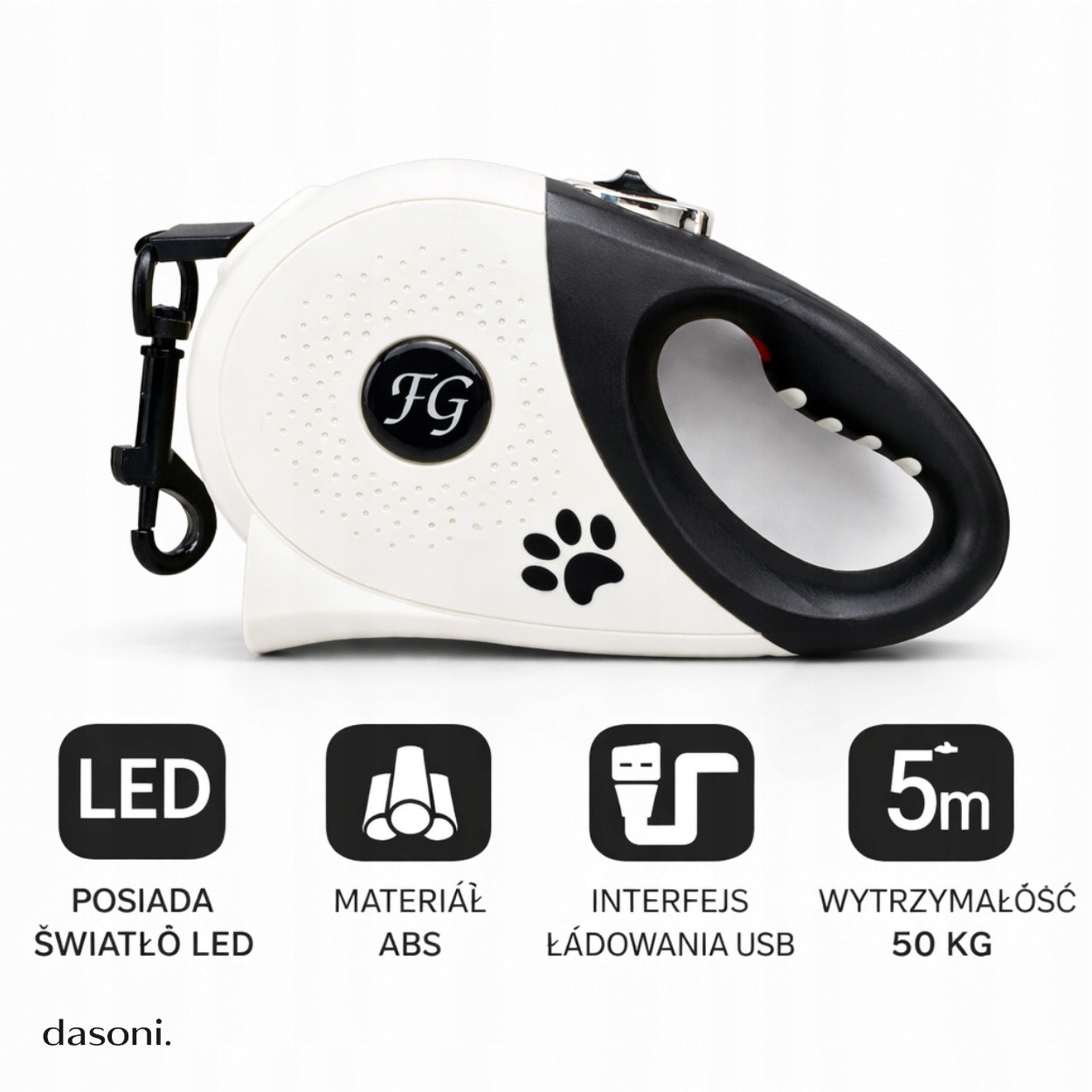 Automatic Lanyard For Dog LED USB Flashlight Strong Tape 5m To 50kg L XL Packaging status original