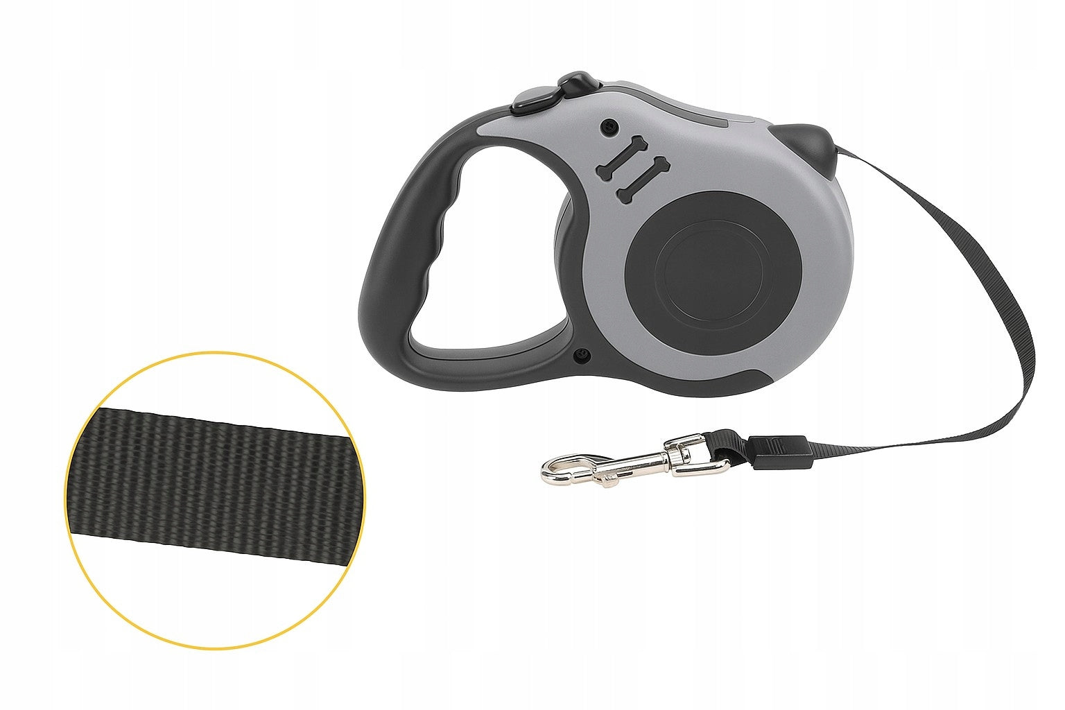 Automatic Lanyard for Dog Cat Flexi Retractable with Lock 5m 20kg GREY Additional features with a locking clasp