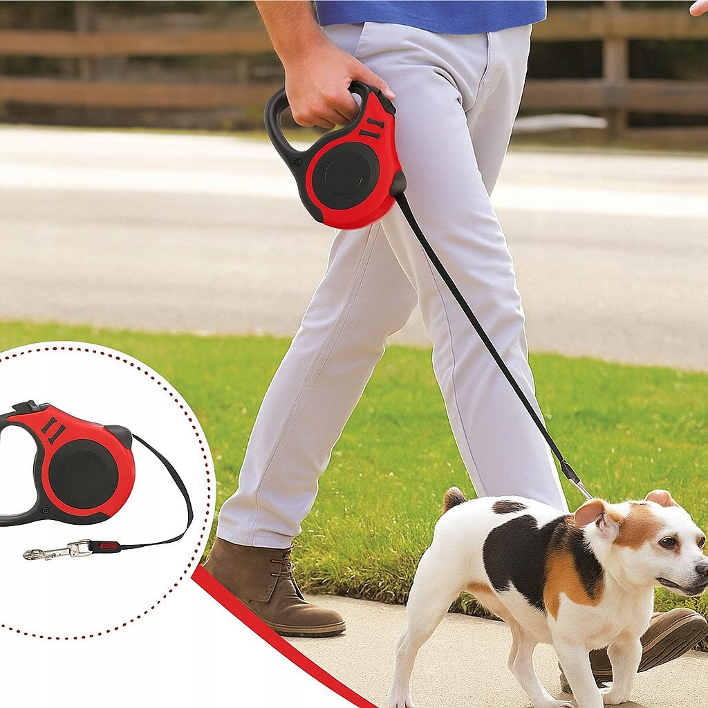 Automatic Lanyard for Dog Cat Flexi Retractable with Lock 5m 20kg RED Kind automatic