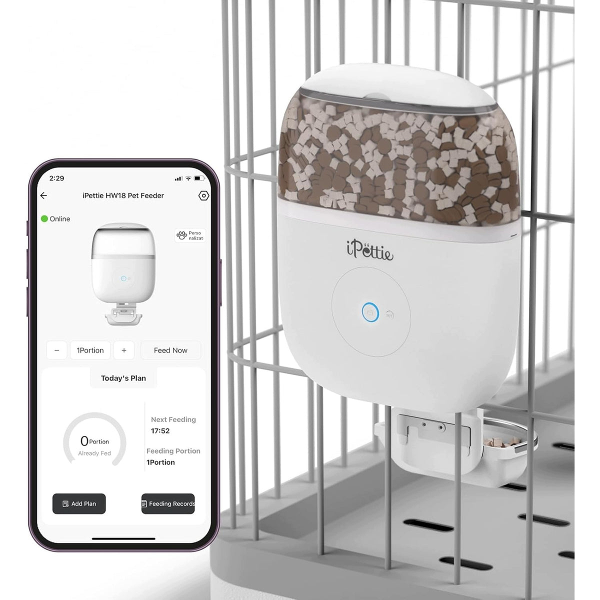 Automatic Pet Rabbit Feeder iPettie WiFi Cage Mount