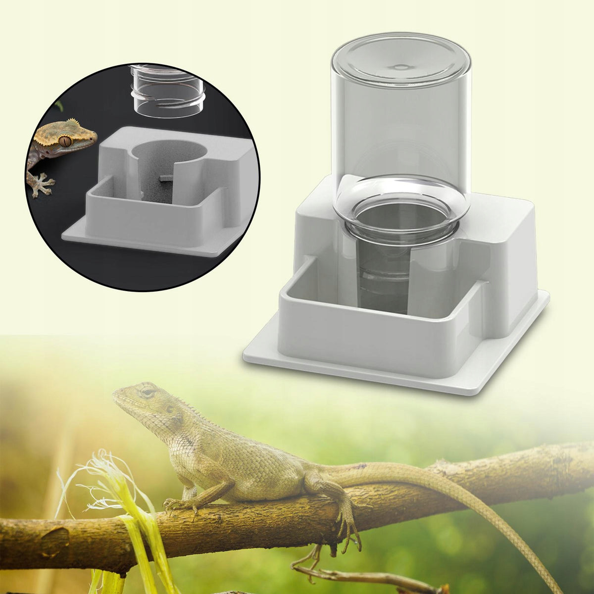 Automatic Reptile Water Dish Container Terrarium Dish Decorative White