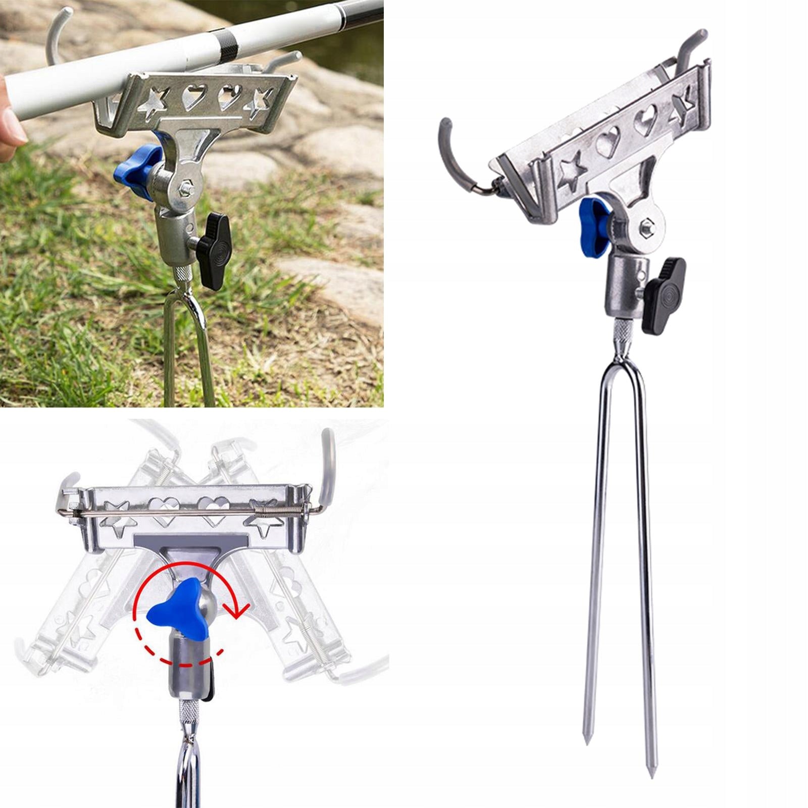 Automatic Travel Fishing Rod Holder Stake Holder A Fish Rod Silver Head Brand no brand