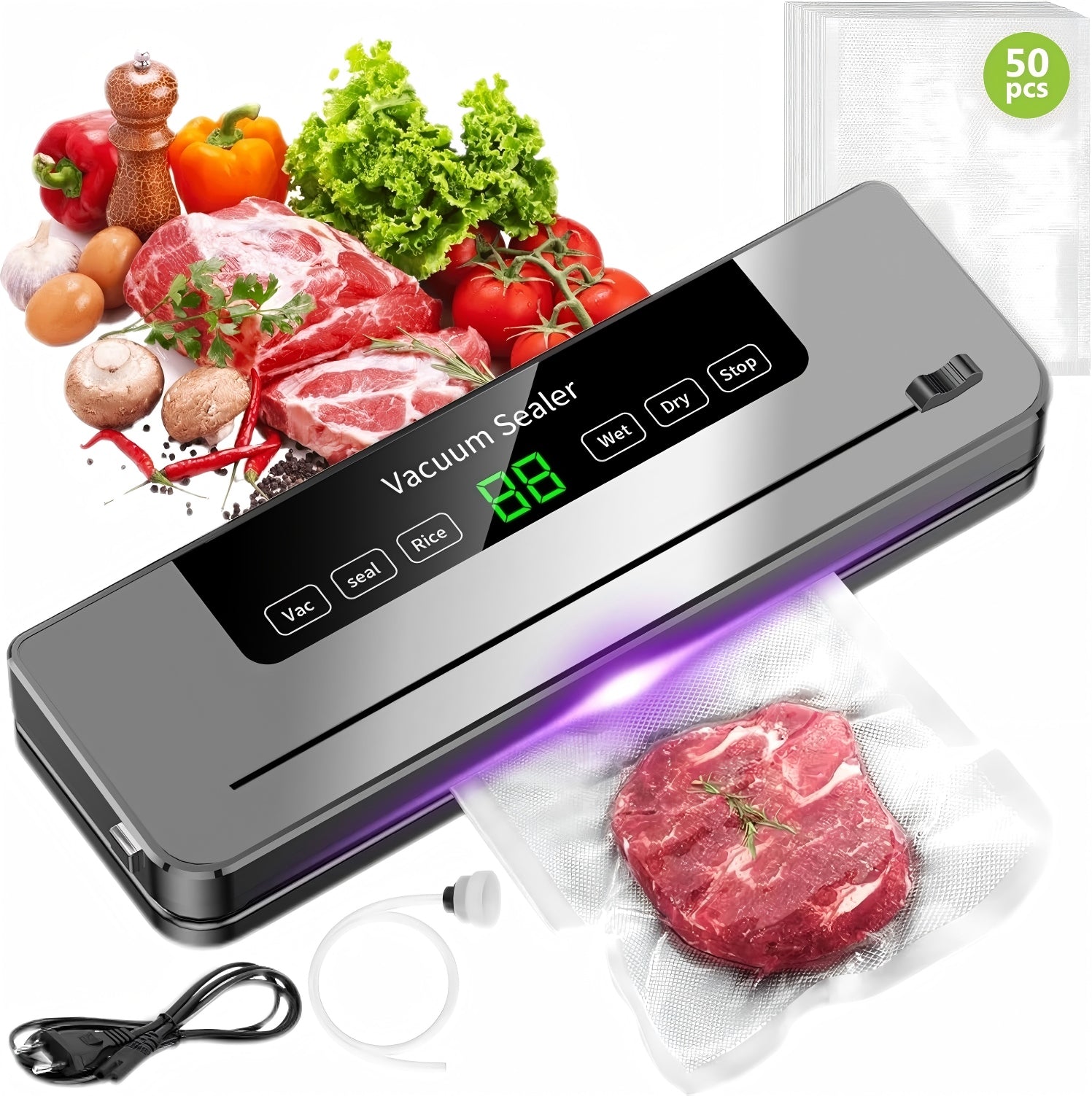 Automatic Vacuum Welding Machine for Food+50 Food Foil