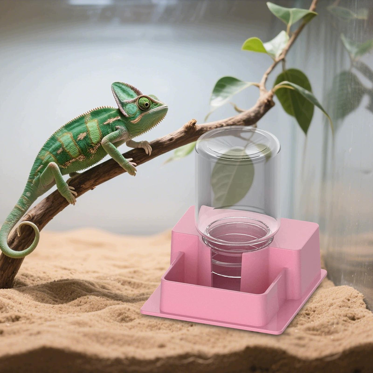 Automatic Water Dispenser for Reptiles, Feeding Accessory, Creative Pink