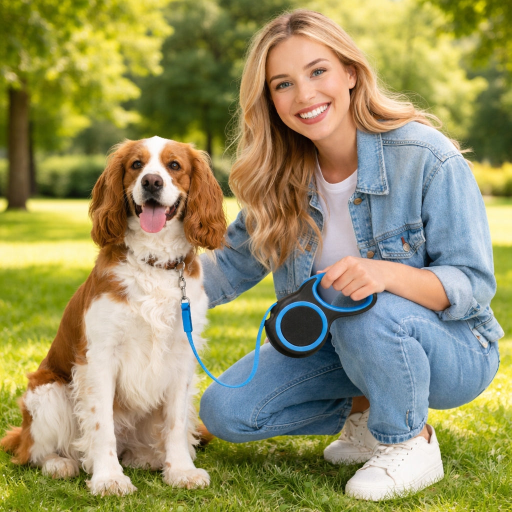 Automatic dog leash 5m lightweight durable up to 20kg Maltese York Color blue