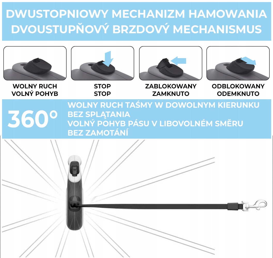 Automatic dog leash with bag container black, r. M, up to 20 kg Trade name Smycz automatyczna dla psa WAUDOG R-leash z pojemnikiem na worek, taśma odblaskowa