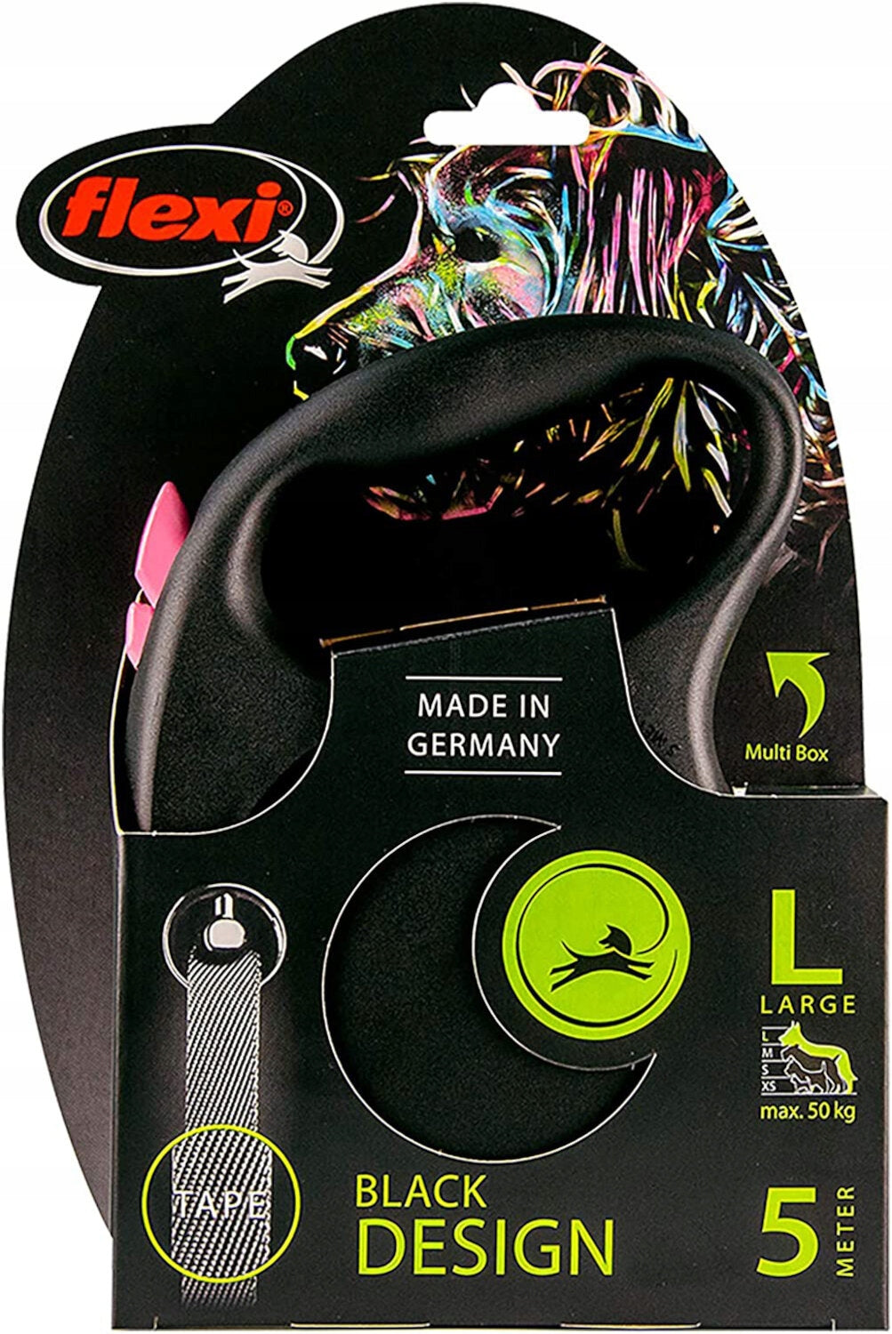 Automatic leash FLEXI Black Design L 5 m pink Manufacturer code 803411