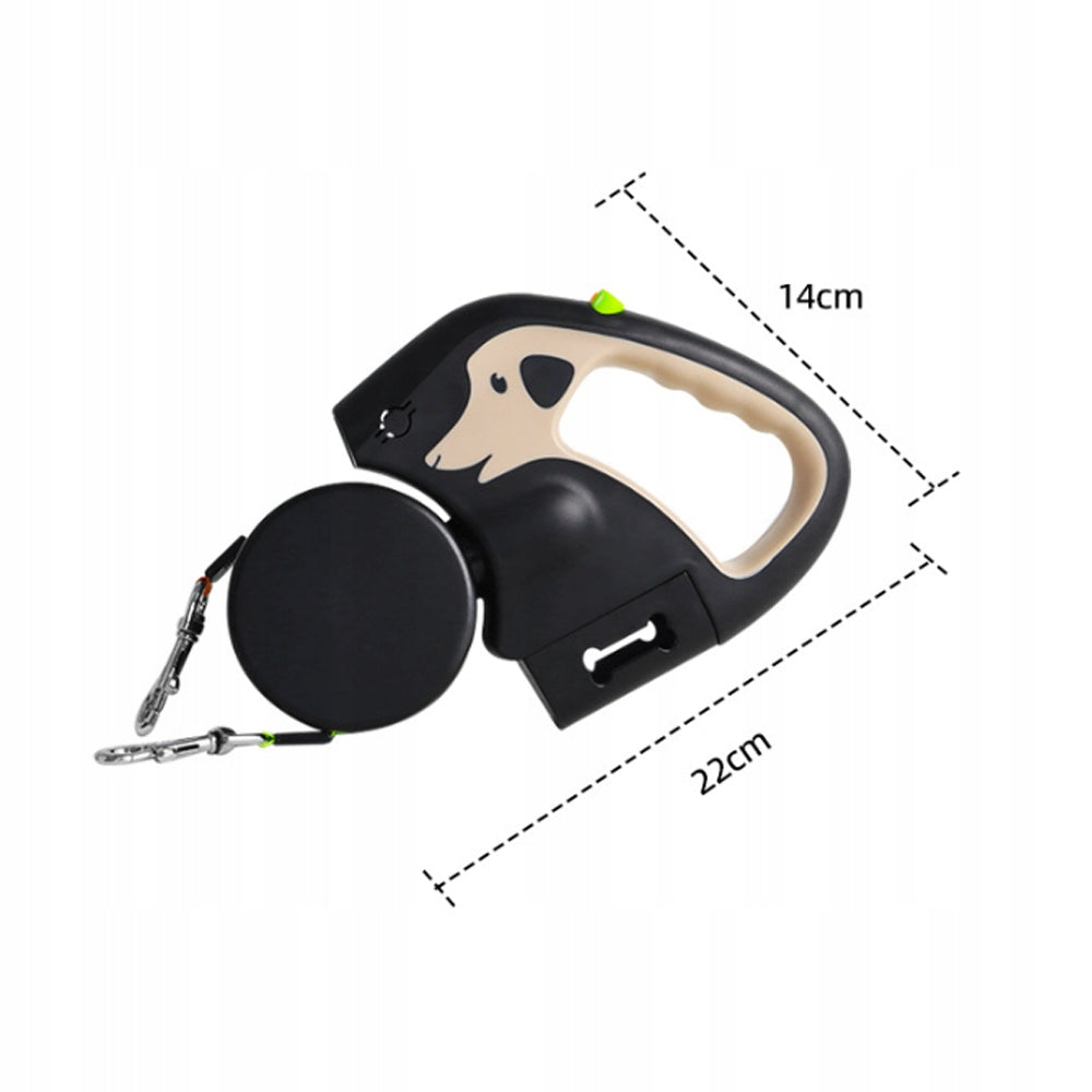 Automatic leash for two dogs beige 3 m with lock and flashlight Manufacturer code Smycz dla psa-107