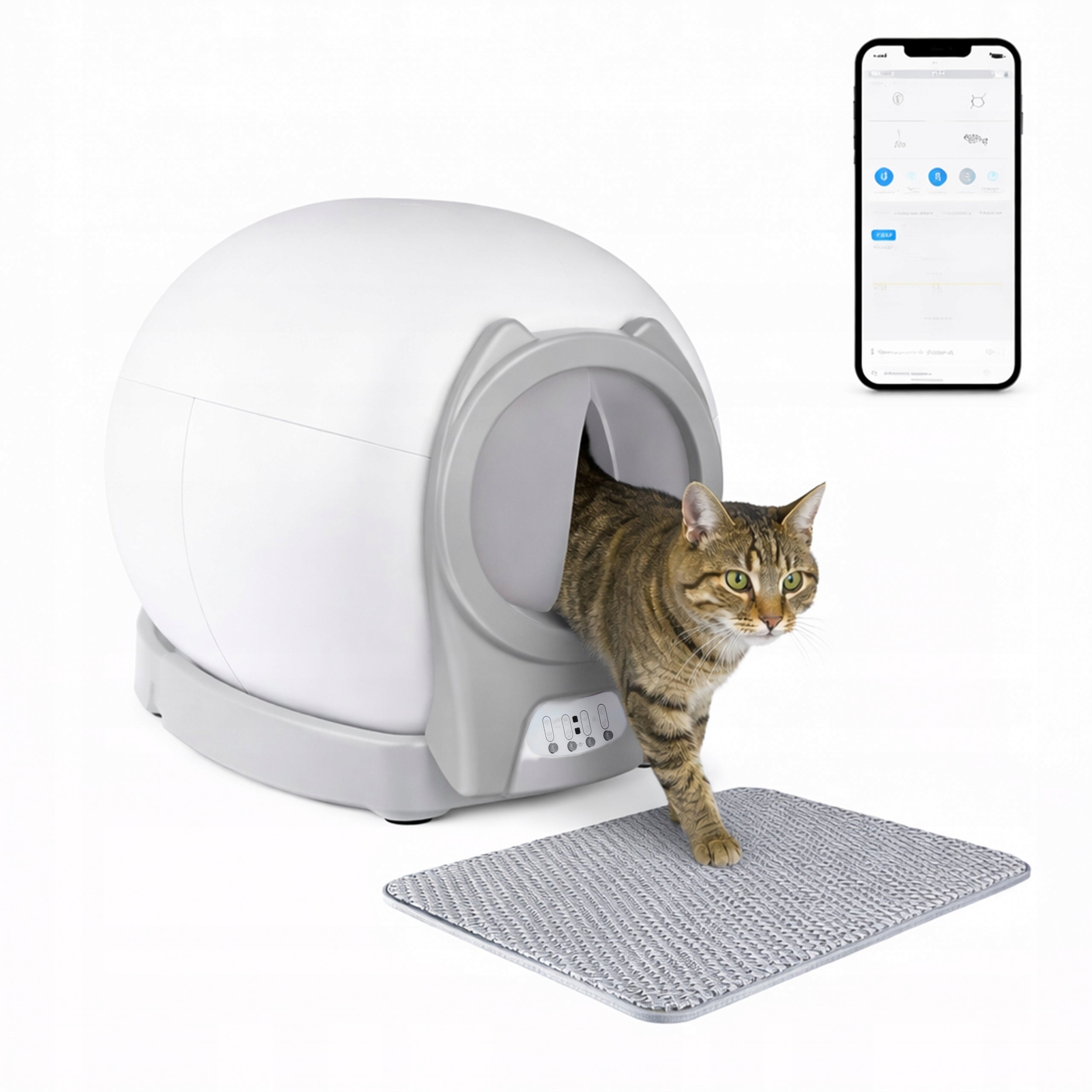 Automatic self-cleaning litter box for cat OZONATOR UV LAMP WiFi GREY