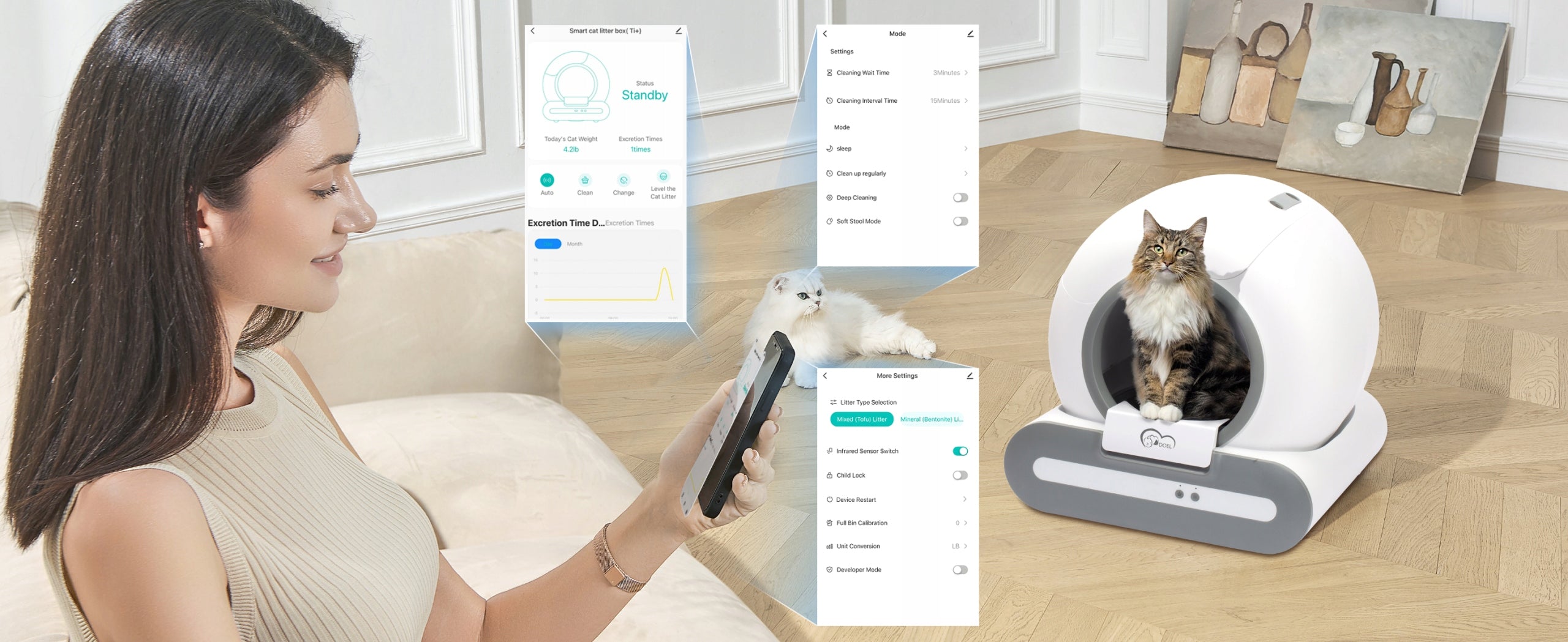 Automatic self-cleaning litter box for cat neutralizer WIFI + FREEBIES Brand ISAJ