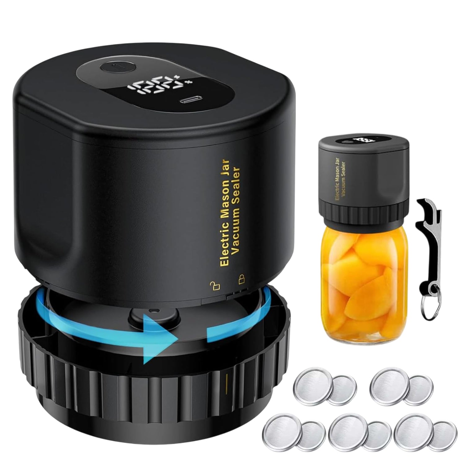 Automatic vacuum sealer for Mason jars 6,8/8,3 cm with opener
