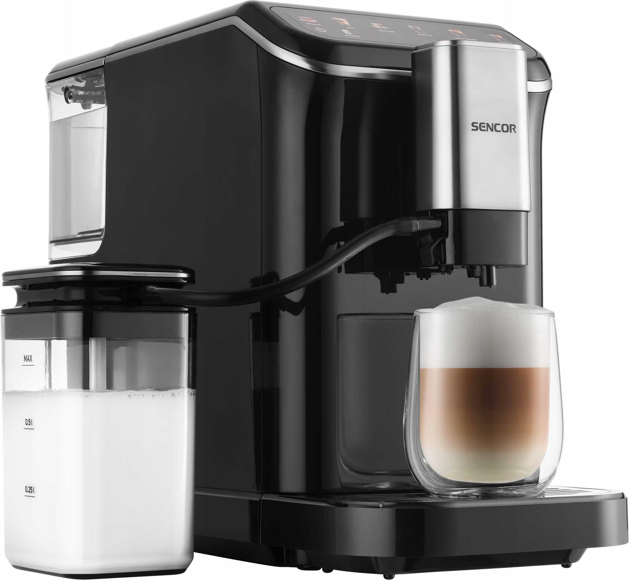 Automatický kávovar na vodu 1,5 l, mléko 750 ml Sencor SES 8100BK, 1350 W Brand Sencor