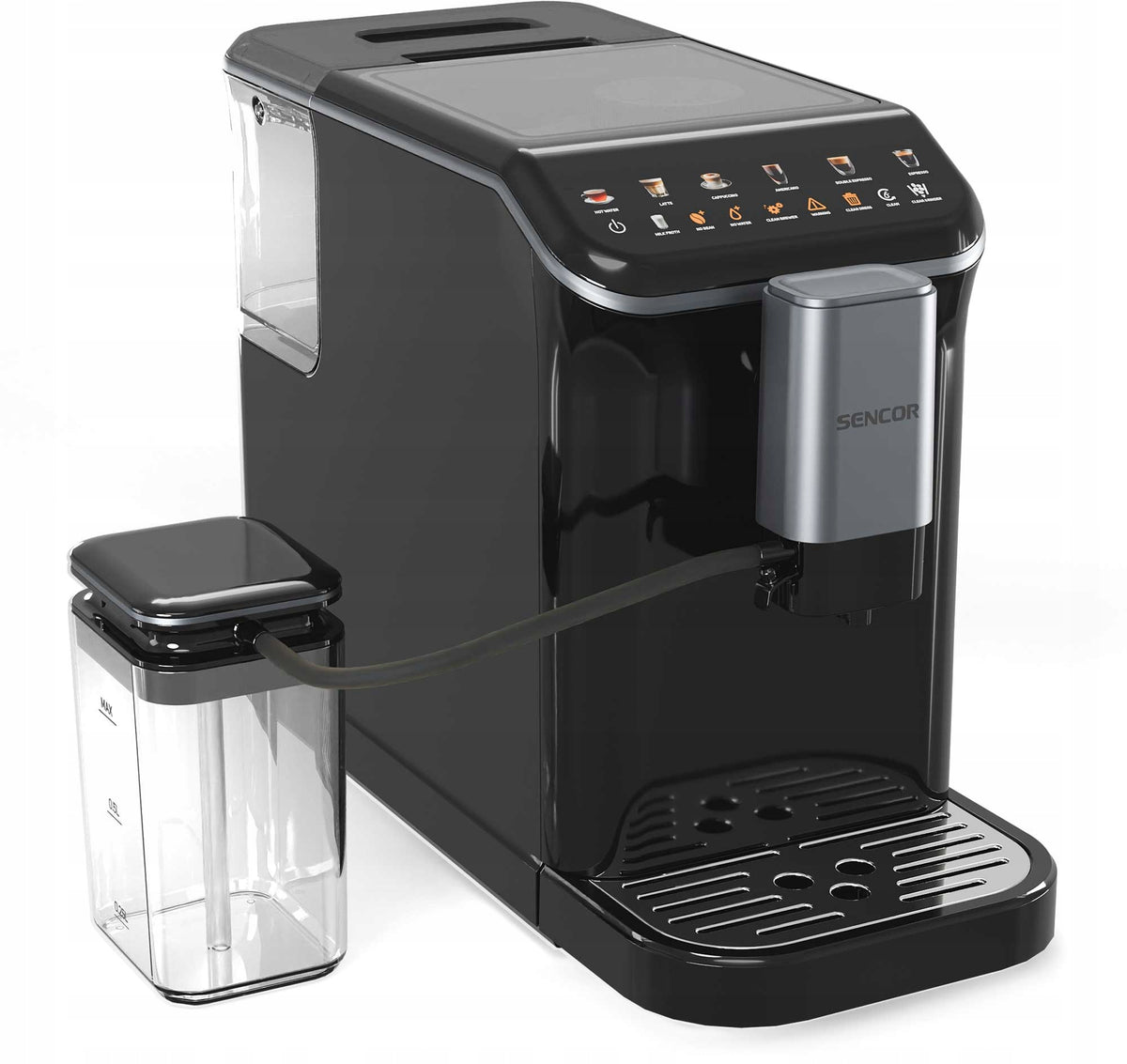 Automatický kávovar na vodu 1,5 l, mléko 750 ml Sencor SES 8100BK, 1350 W Model SES 8100BK