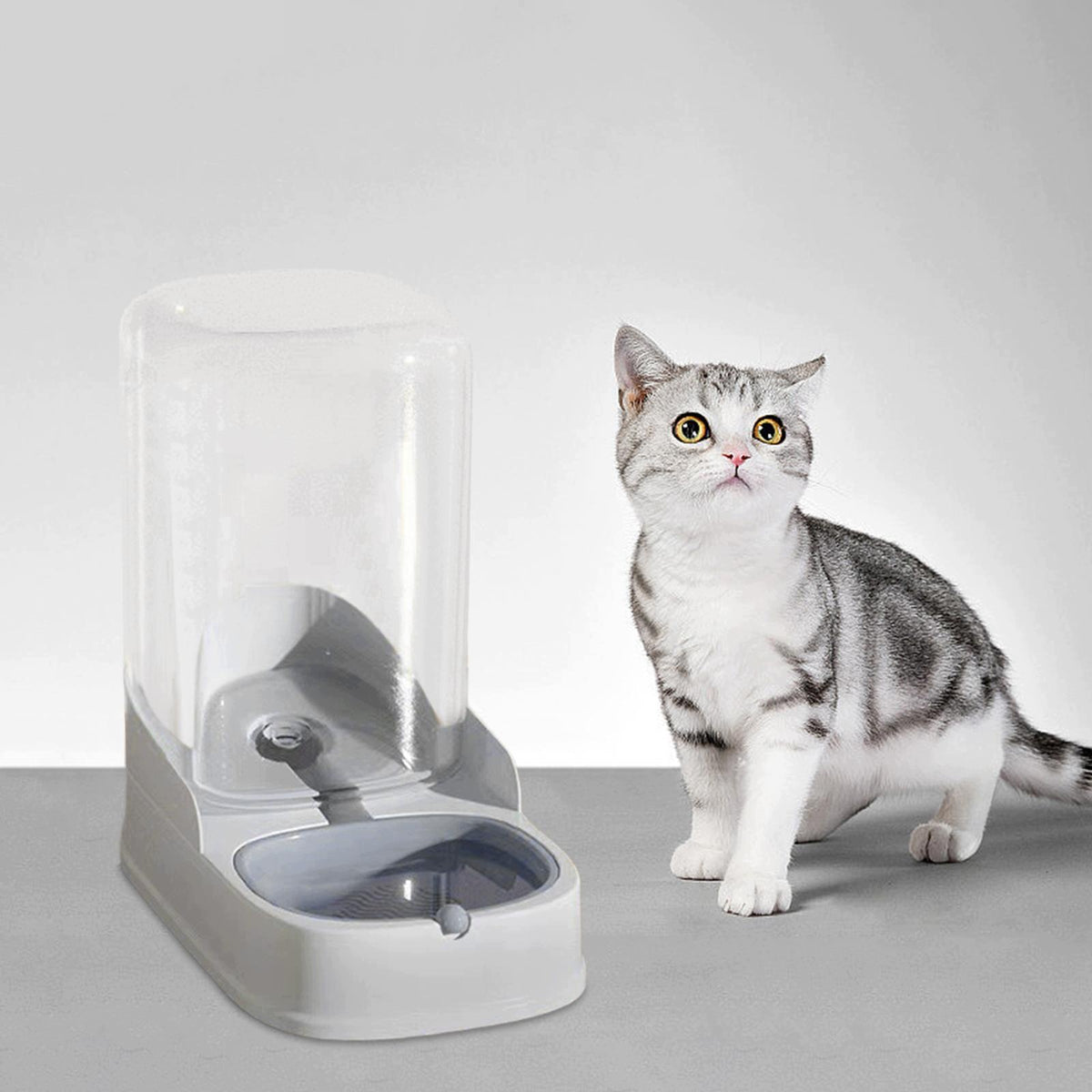 Auton Pet Waterer Practical Anti Slip 4.4L Pets Food Feeder Cat Water Gray