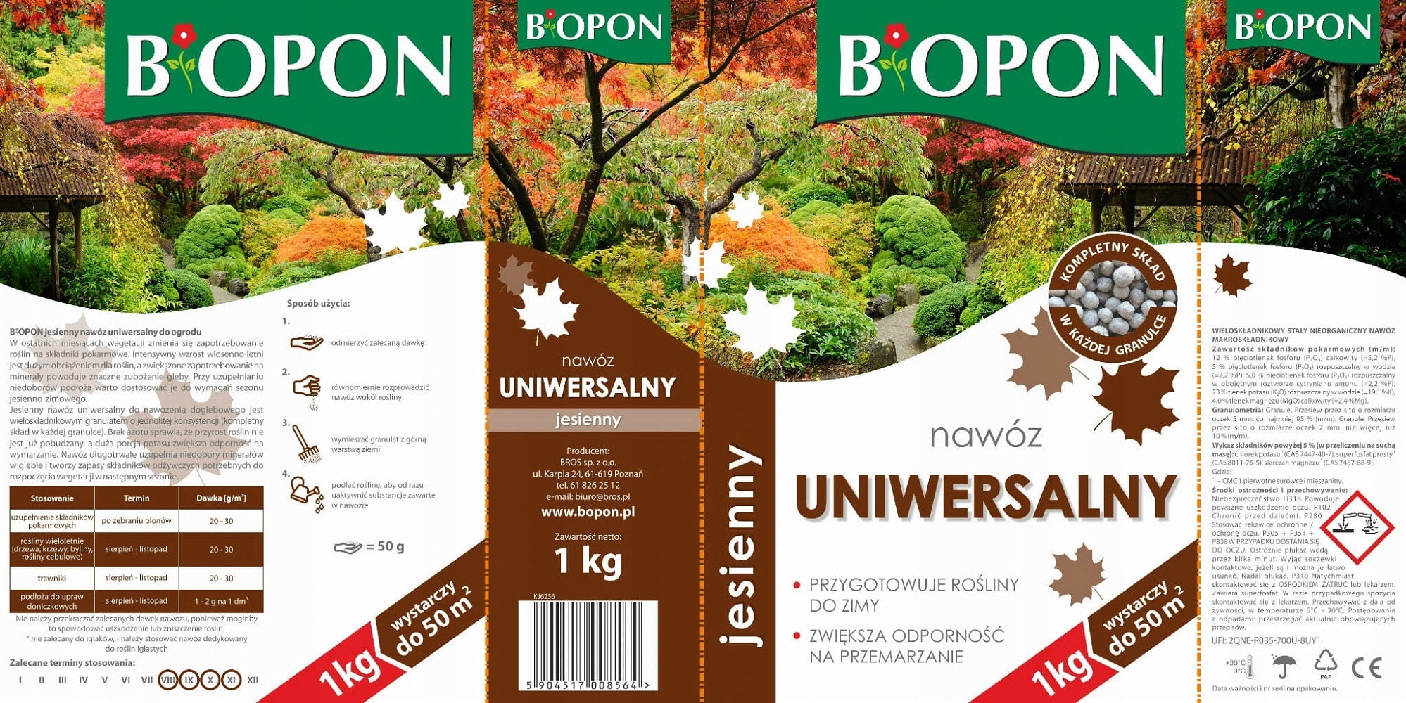 Autumn Fertilizer UNIVERSAL Granulated Soil BiOPON for Garden Bopon 1kg Packaging status original