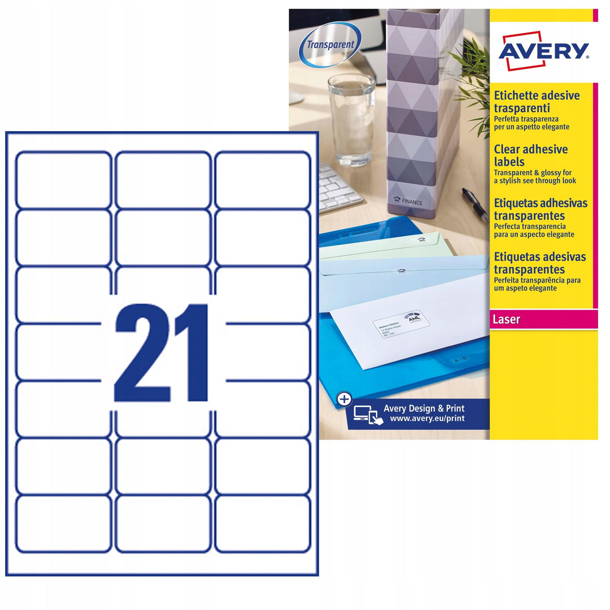 Avery Self Adhesive Transparent Address Labels Laser Printers 21