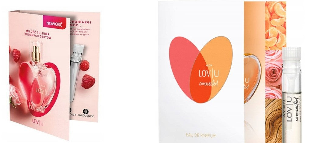 Avon LOV U and LOV U CONNECTED Eau de Parfum 2 x sample in carton