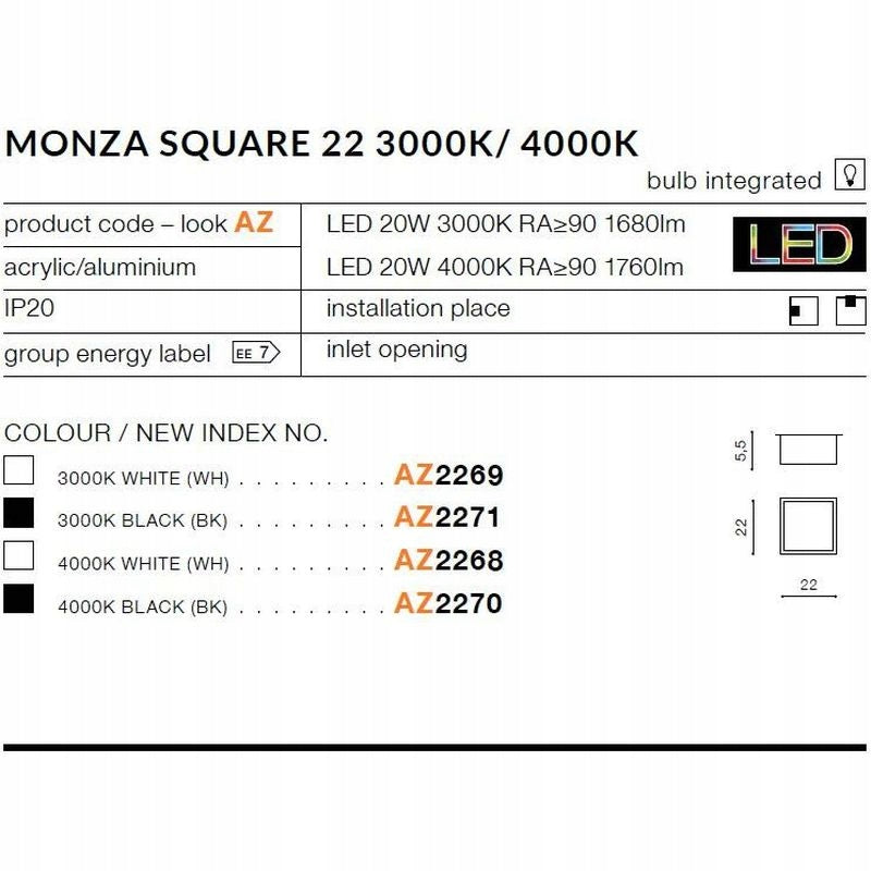 Lubinis šviestuvas AZzardo Monza sq AZ2271