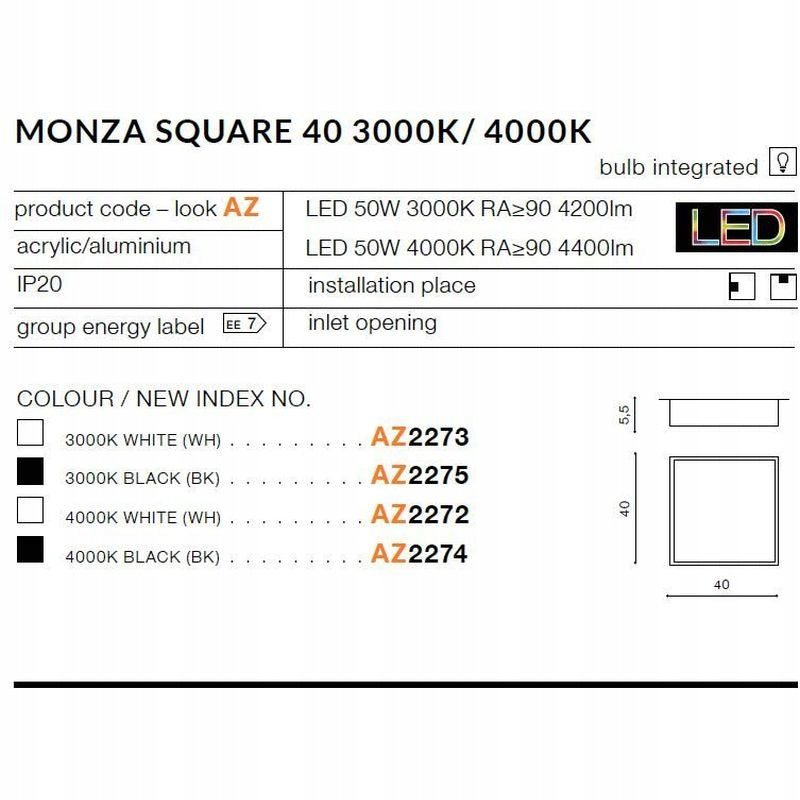 Lubinis šviestuvas AZzardo Monza sq AZ2275
