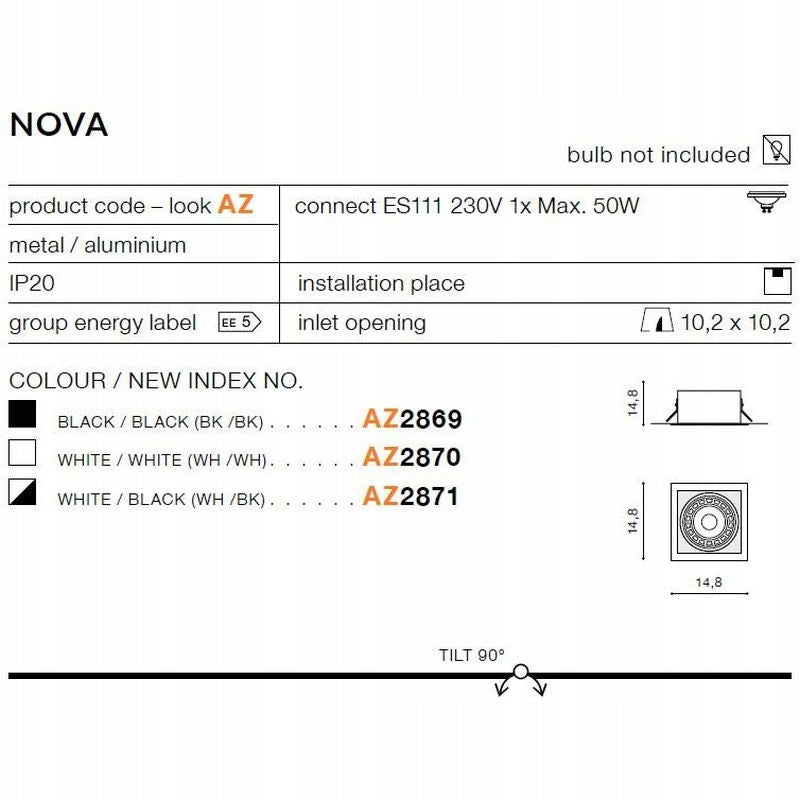 Azzardo įmontuojamas šviestuvas Nova Black