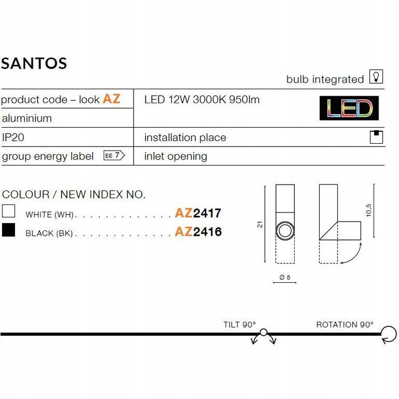 Lubinis šviestuvas AZzardo Santos AZ2416