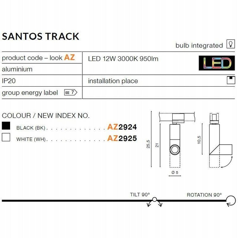 AZzardo Santos AZ2924 Dreiphasen-Schienenmontageleuchte 
