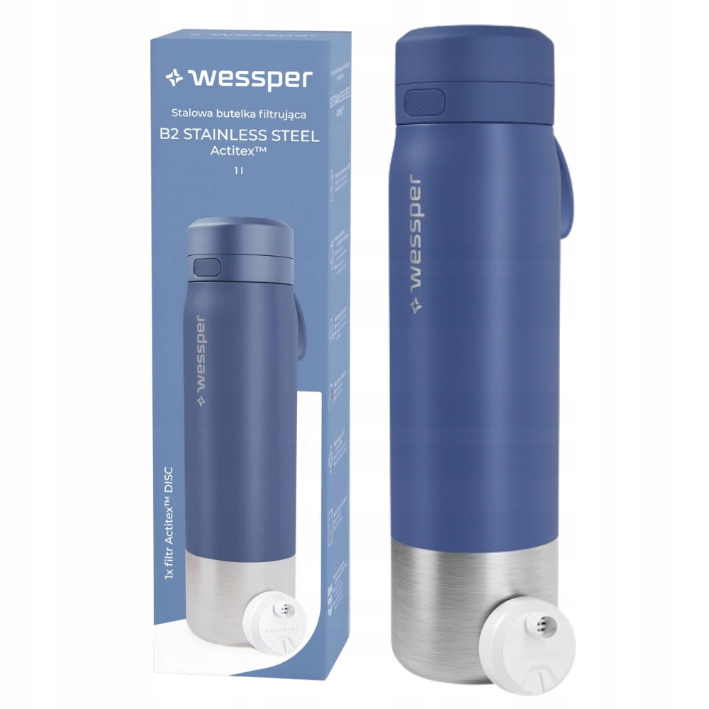 B2 Actitex 1l Steel Water Bottle Filter Bottle - Blue