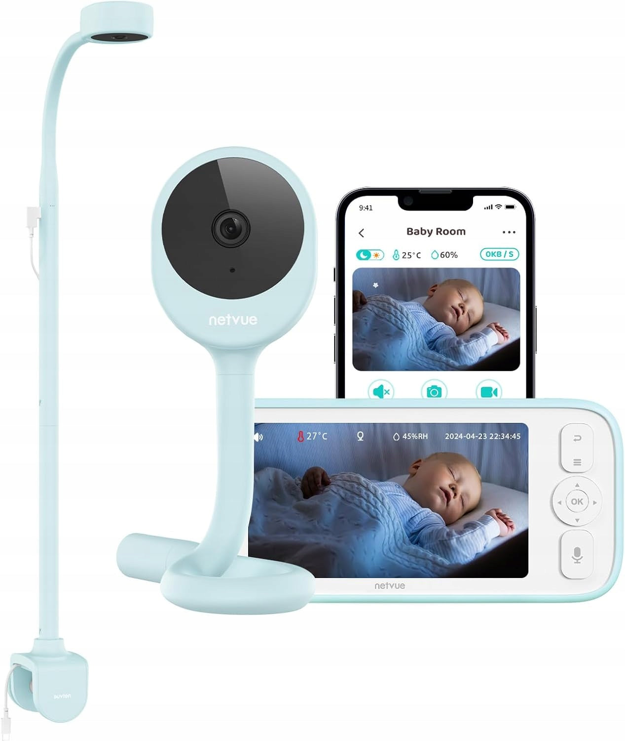 B345 NETVUE Baby Monitor (5-inch, blue)