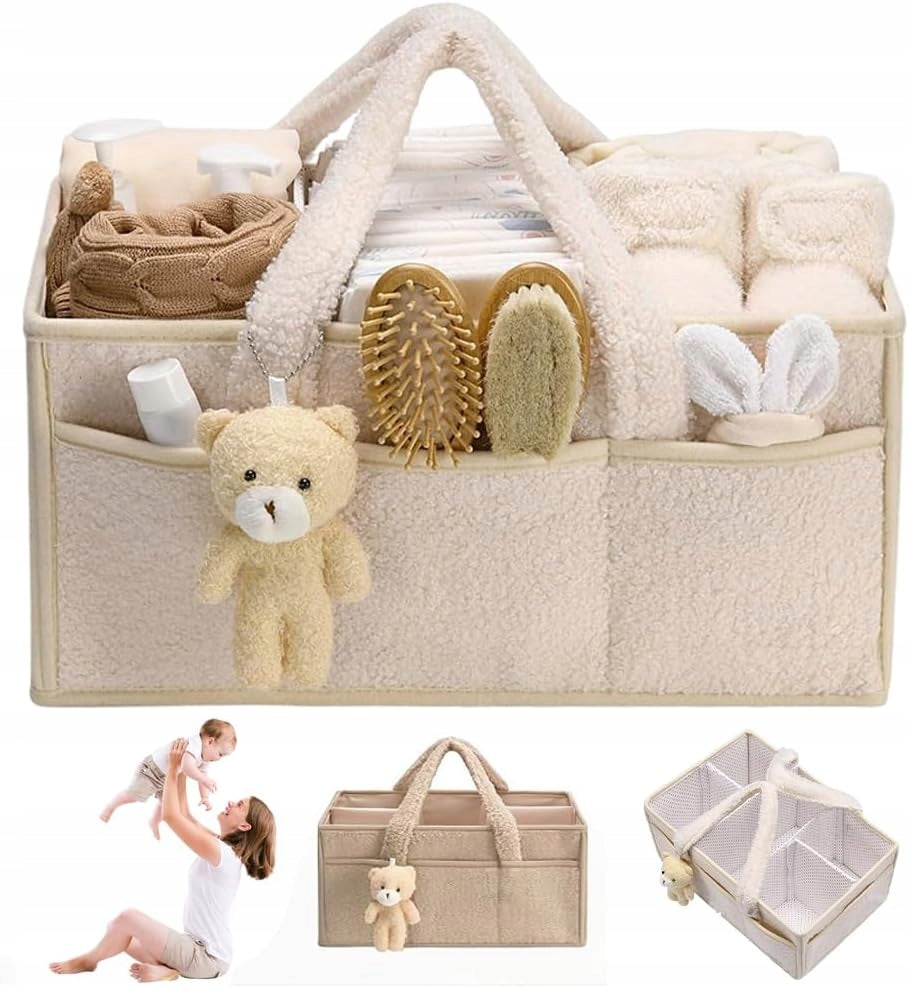 BABY DIAPER ORGANIZER WITH HANDLE, PORTABLE DIAPER BASKET