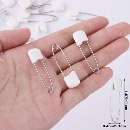BABY DIAPER SAFETY PINS WHITE 40MM STAINLESS STEEL SET OF 50PCS Manufacturer code Bez marki