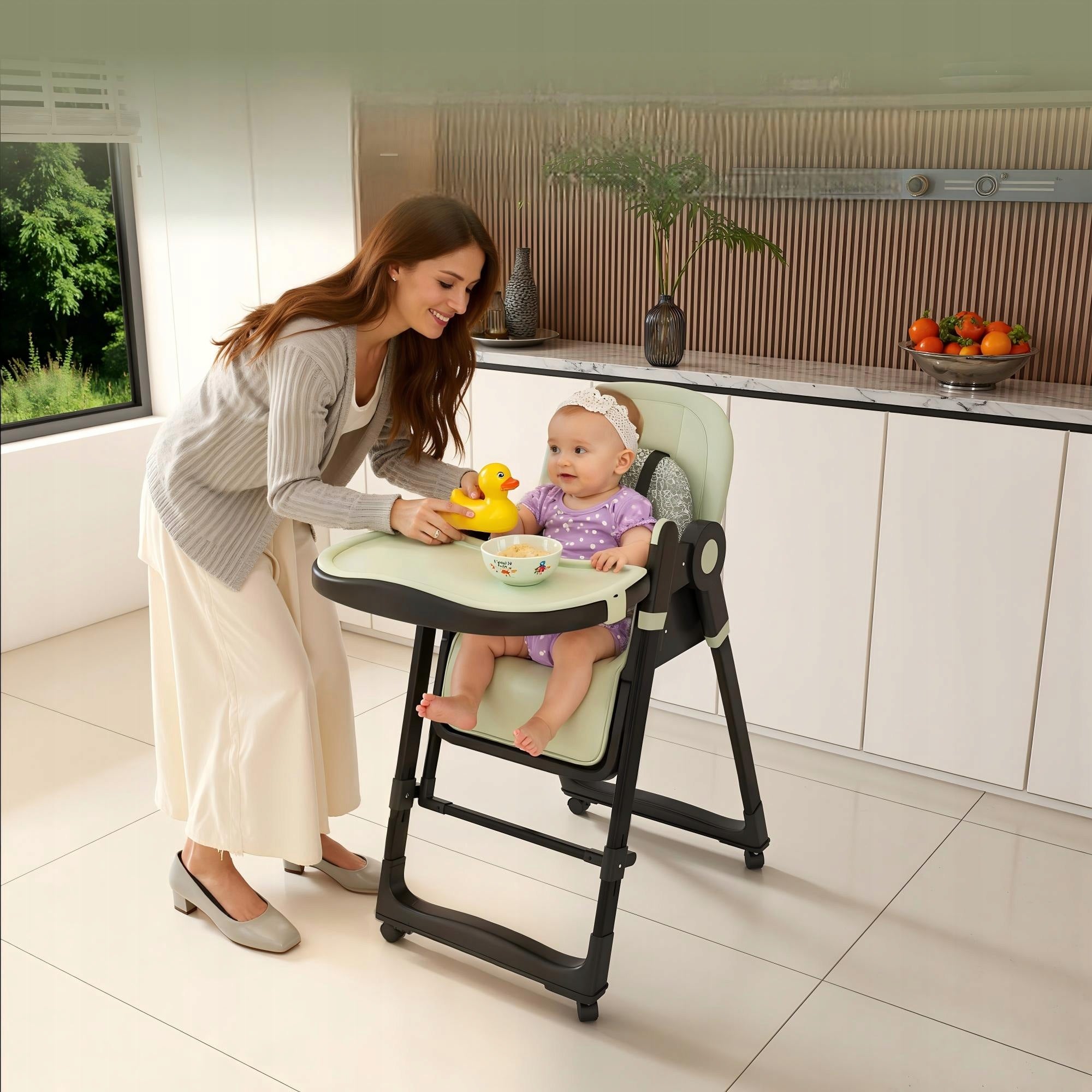 BABY FOLDING HIGHCHAIR SEAT ADJUSTABLE WHEEL TRAY Brand no brand