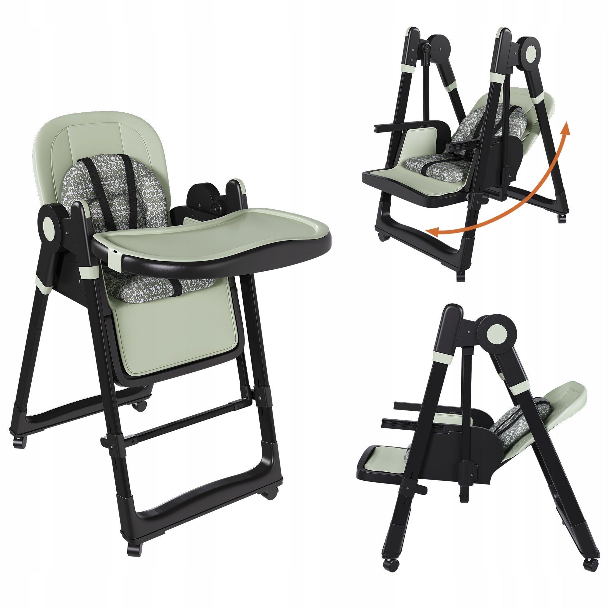 BABY FOLDING HIGHCHAIR SEAT ADJUSTABLE WHEEL TRAY