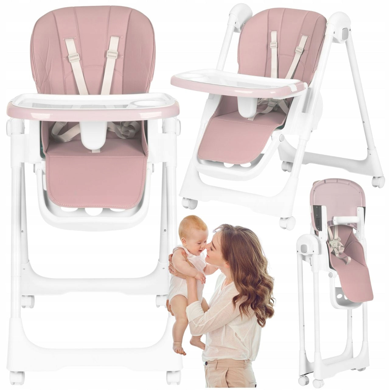 BABY HIGH CHAIR CHILDREN SEAT RUGULATED BELTS TRAY