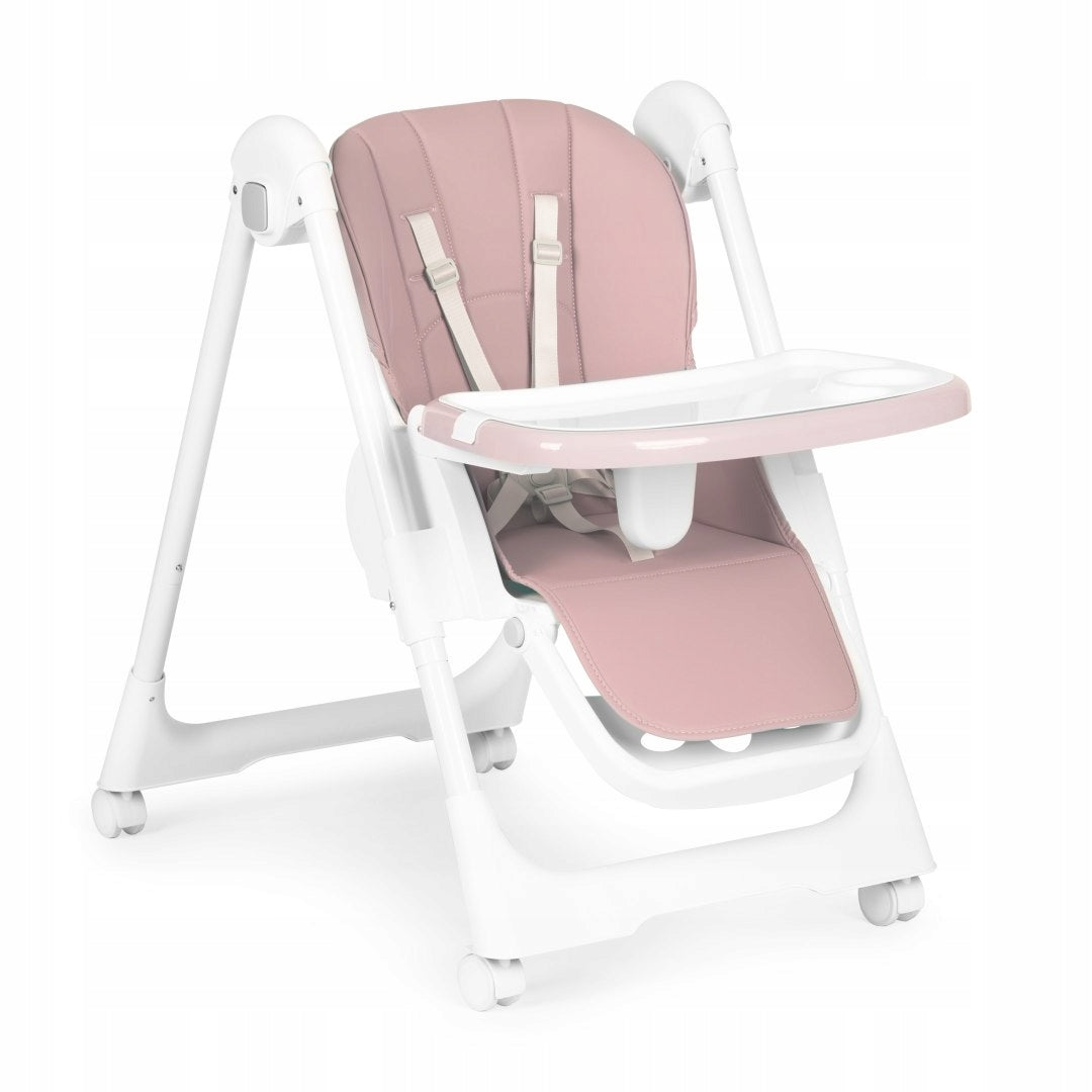 BABY HIGHCHAIR INFANT ADJUSTABLE FOLDING FAUX LEATHER STRAPS Manufacturer code KRZESEŁKO DO KARMIENIA DZIECI NIEMOWLĄT RÓŻ