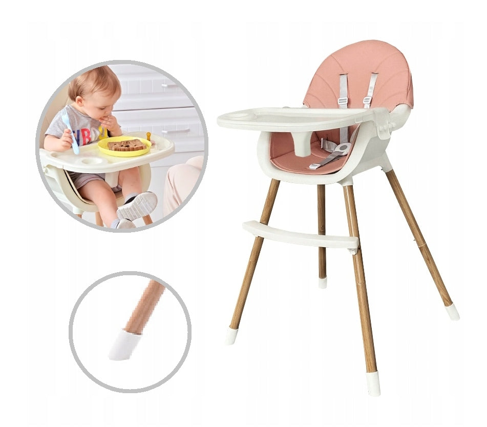 BABY HIGHCHAIR SEAT ADJUSTABLE TRAY PINK 3in1