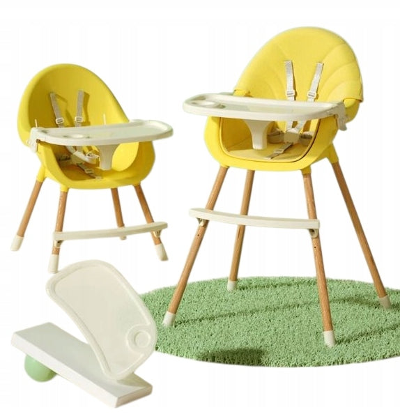BABY HIGHCHAIR SEAT ADJUSTABLE TRAY YELLOW 3in1
