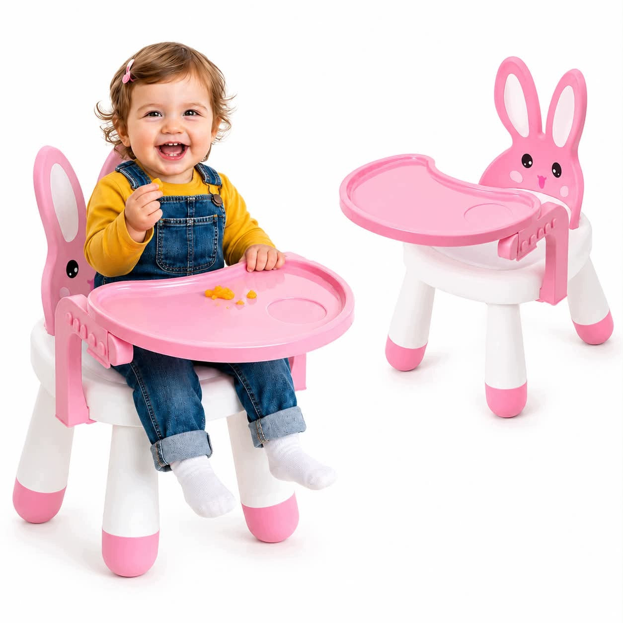 BABY HIGHCHAIR WITH ADJUSTABLE TABLE 2IN1 BUNNY Packaging status original