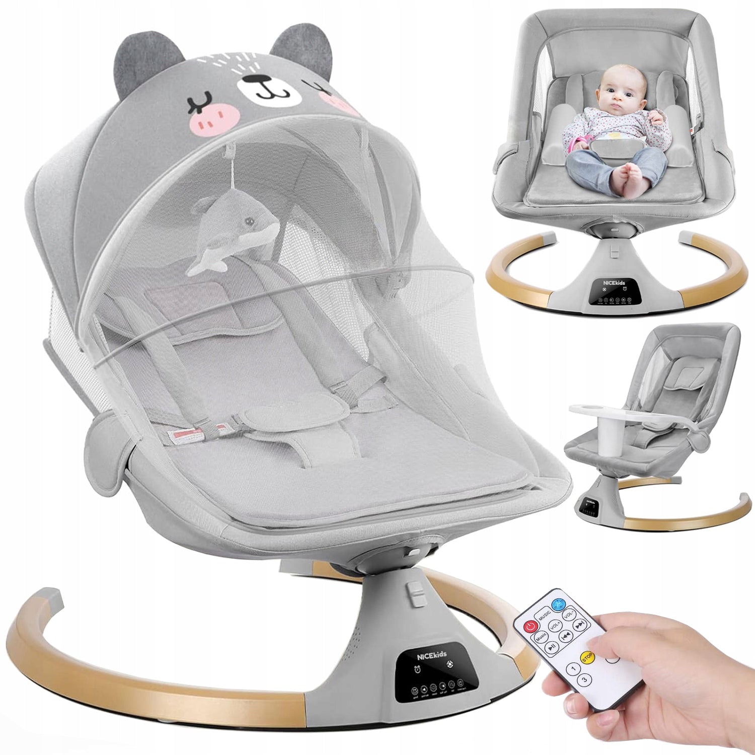 BABY LOUNGER ELECTRIC ROCKER NICEKIDS + BLUETOOTH REMOTE CONTROL