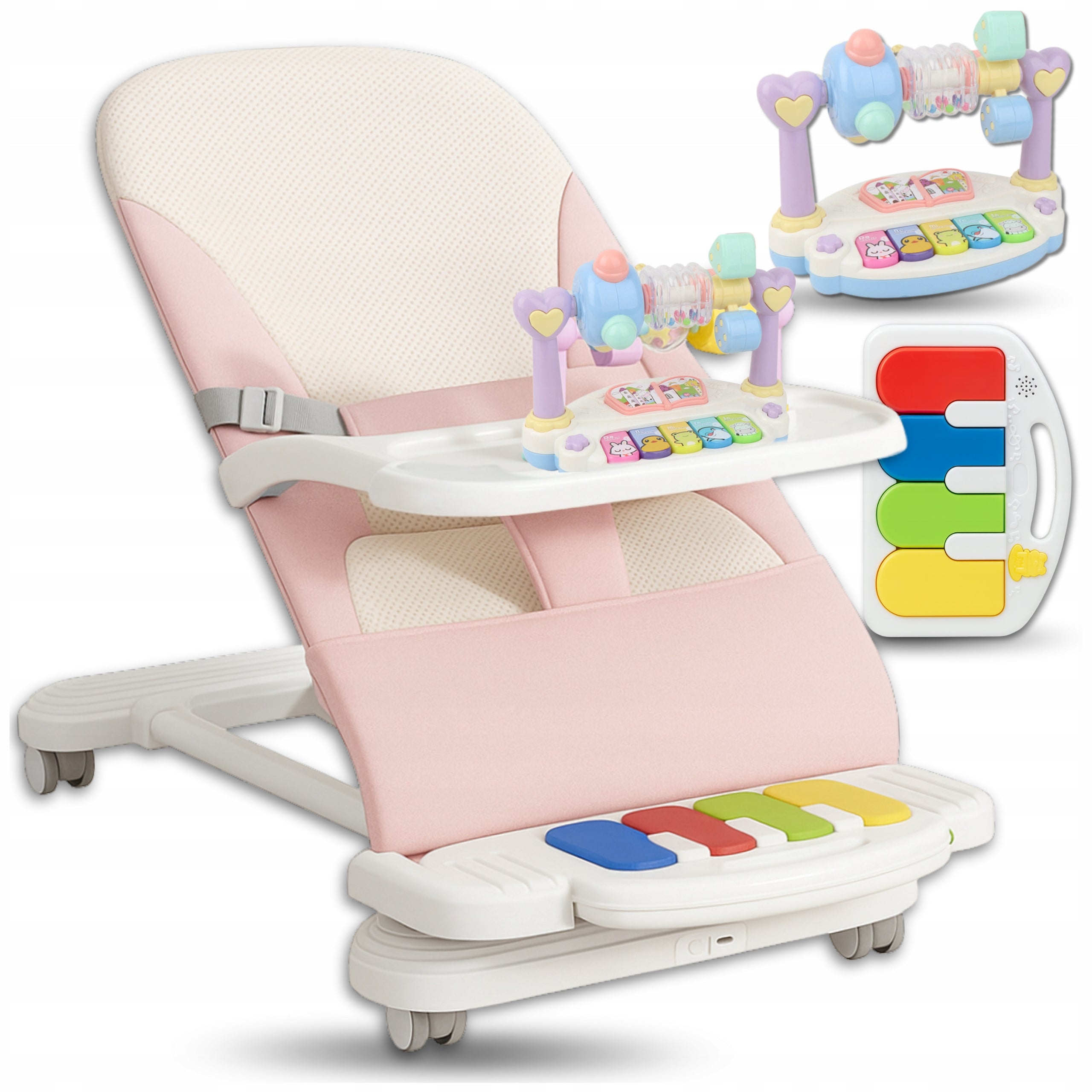 BABY LOUNGER ROCKER FOLDING NICEKIDS + PIANO RATTLE EDU