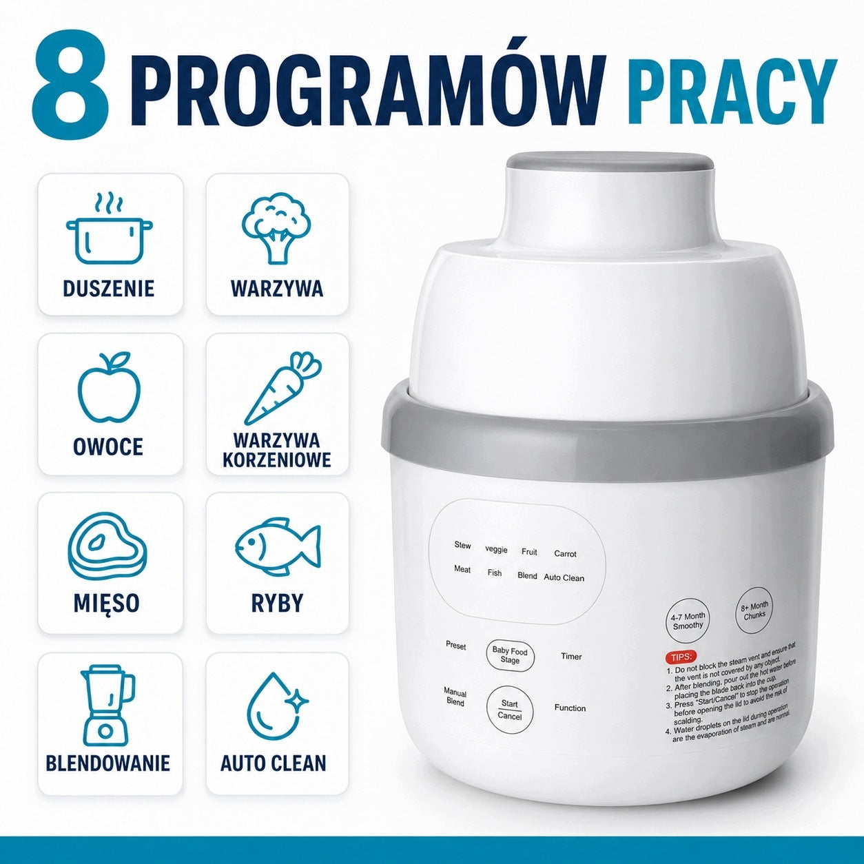 BABY MEAL ROBOT 2in1 STEAMER BLENDER 350ML BPA FREE STEAMED Manufacturer code HQT5-ROB-KIDS-A4-P1