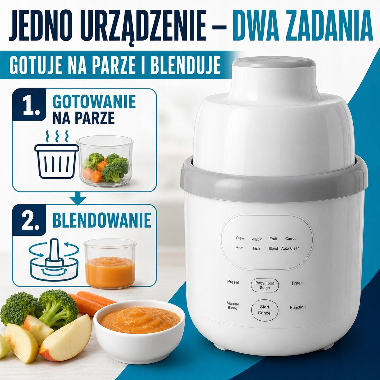 BABY MEAL ROBOT 2in1 STEAMER BLENDER 350ML BPA FREE STEAMED Packaging status original