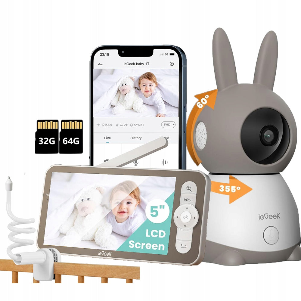 BABY MONITOR 5" 4X ZOOM BABY MONITOR WITH HANDLE