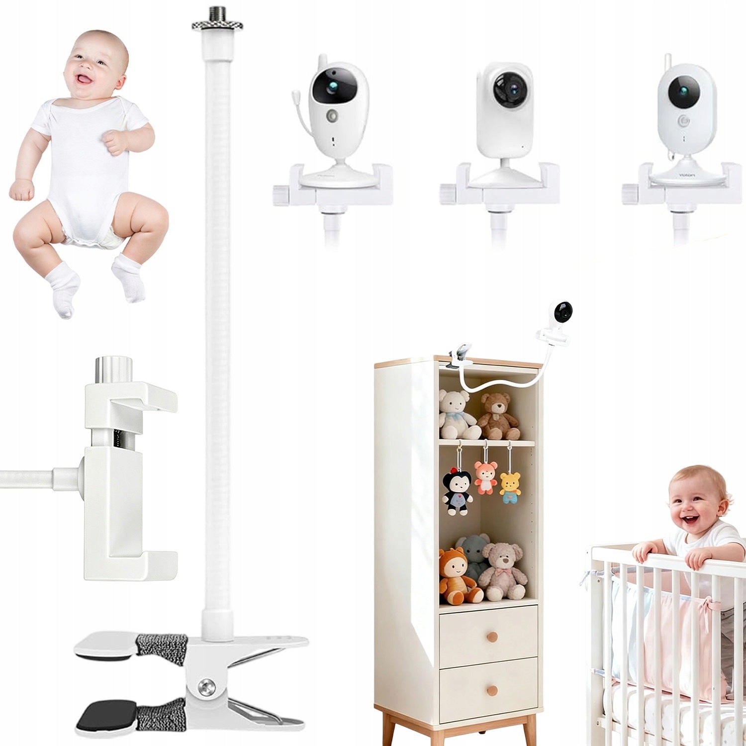 BABY MONITOR CAMERA HOLDER FOR CRIB 40 CM WHITE