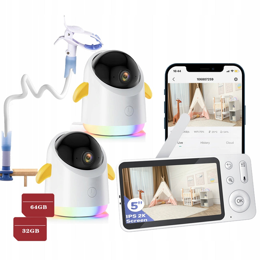 BABY MONITOR ELECTRIC ELECTRONIC WIFI WITH ROTARY CAMERA AND MONITOR APP