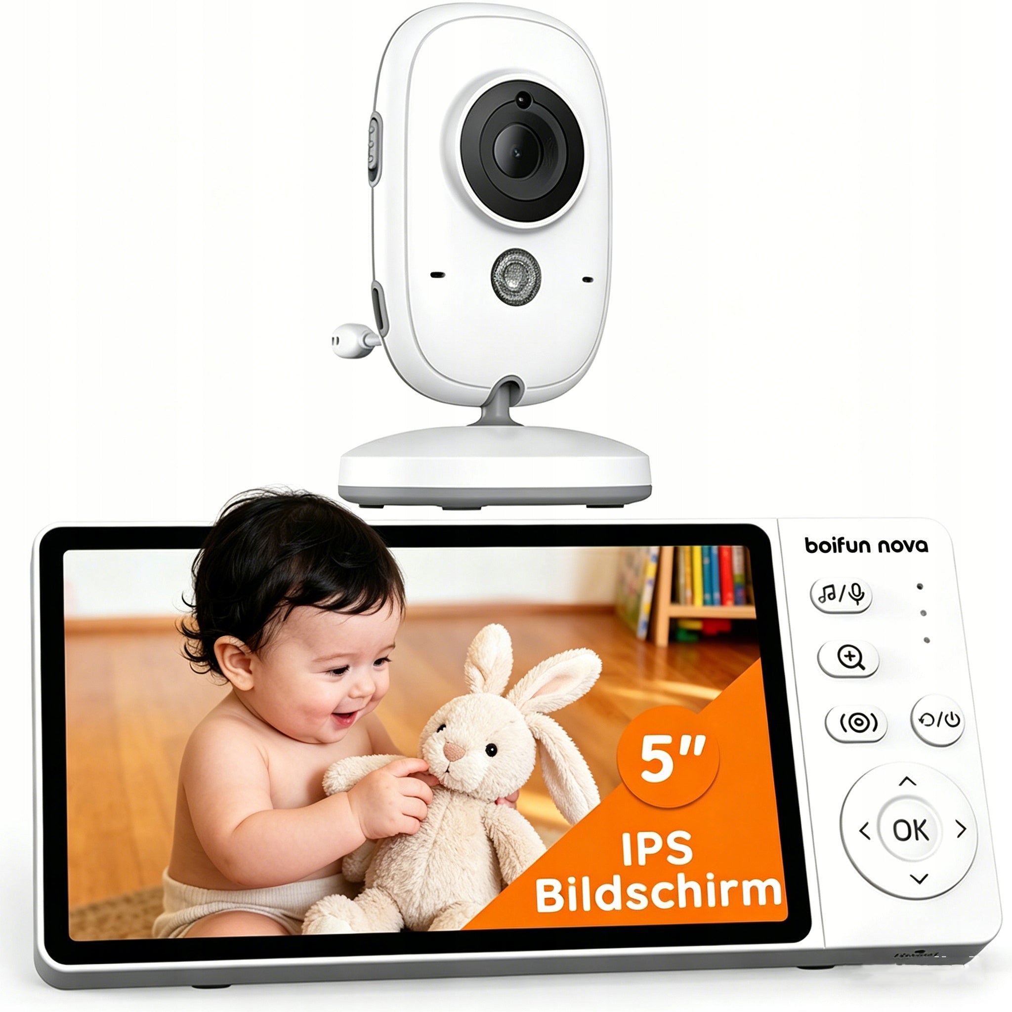 BABY MONITOR ELECTRONIC ROTARY CAMERA 5" Without Wi-Fi 3x zoom lullaby
