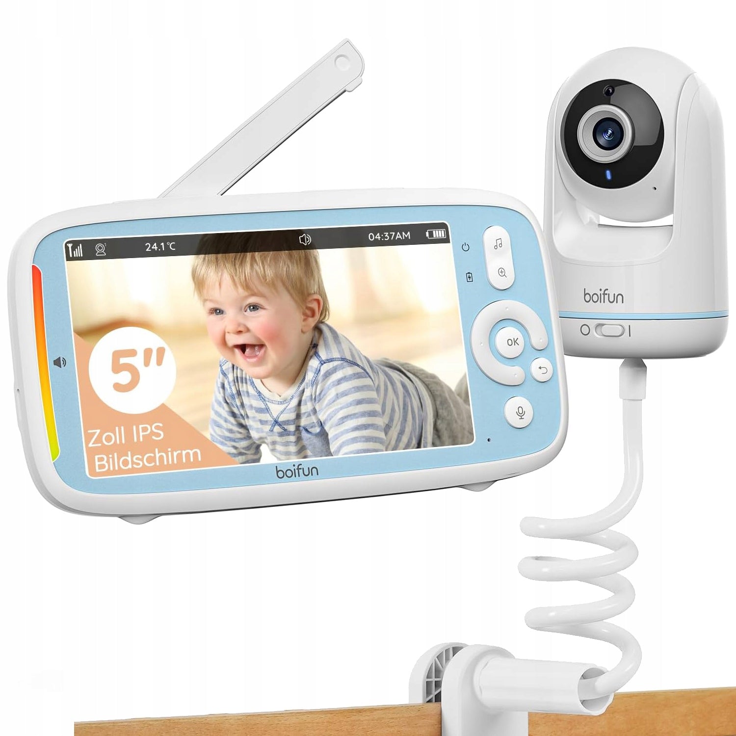 BABY MONITOR ELECTRONIC ROTARY CAMERA F HD 5" LCD 3x ZOOM 3050mAh AKU HOLDER