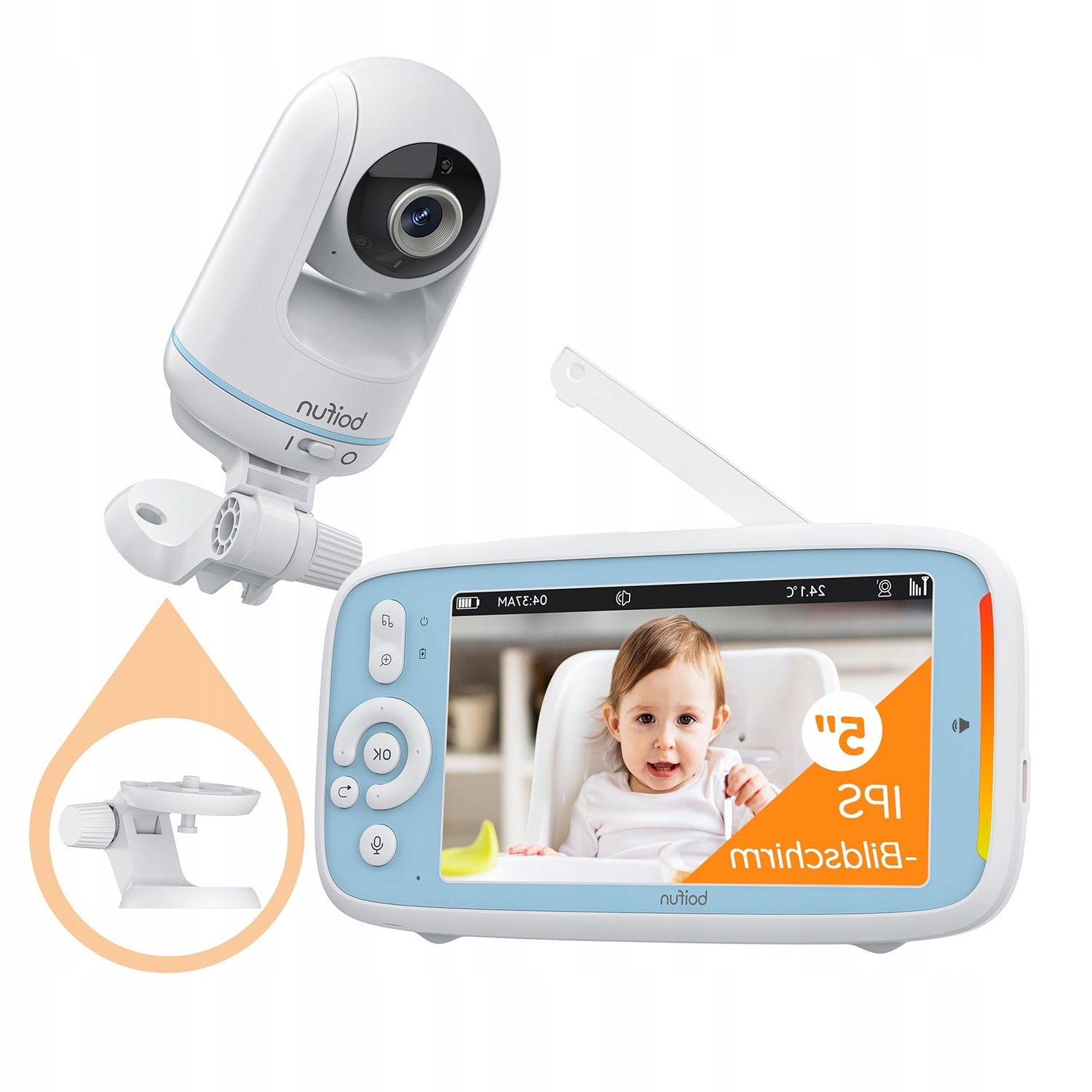 BABY MONITOR ELECTRONIC ROTARY CAMERA HD 3050mAh NIGHT MODE, MONITOR, VOX