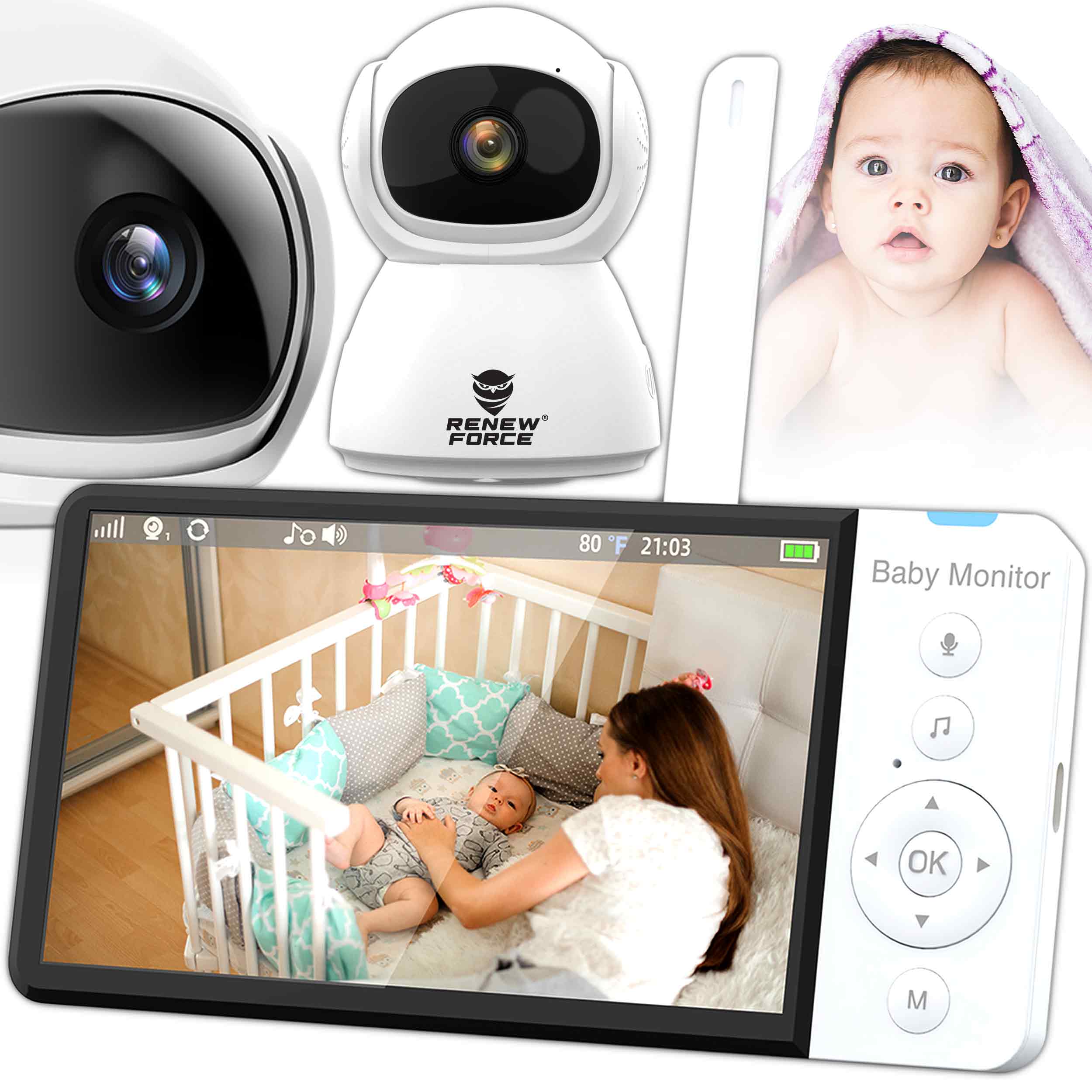 BABY MONITOR ELECTRONIC ROTARY CAMERA RANGE FOR BABY for room 5000MAH